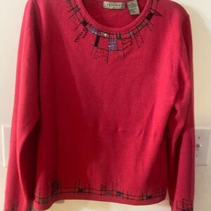Inspired by BellePointe Red Sweater with Artistic Design